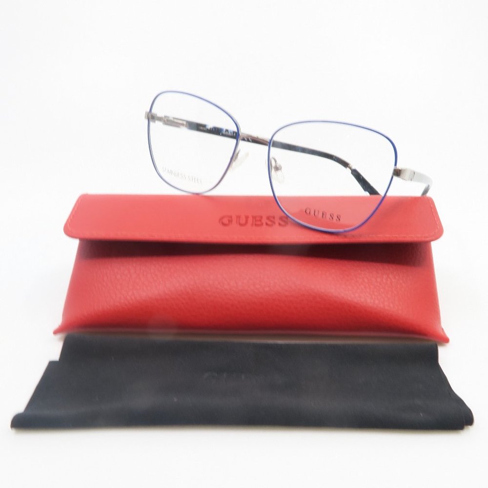 Guess GU2815 090 55mm Blue-Stainless Steel, New Women's Eyeglasses Frames.